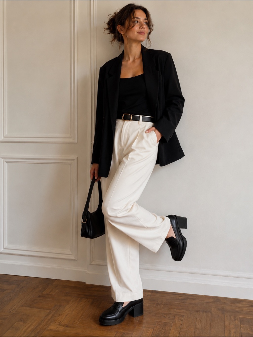 MIA Black Platform Block Heel Penny Loafer